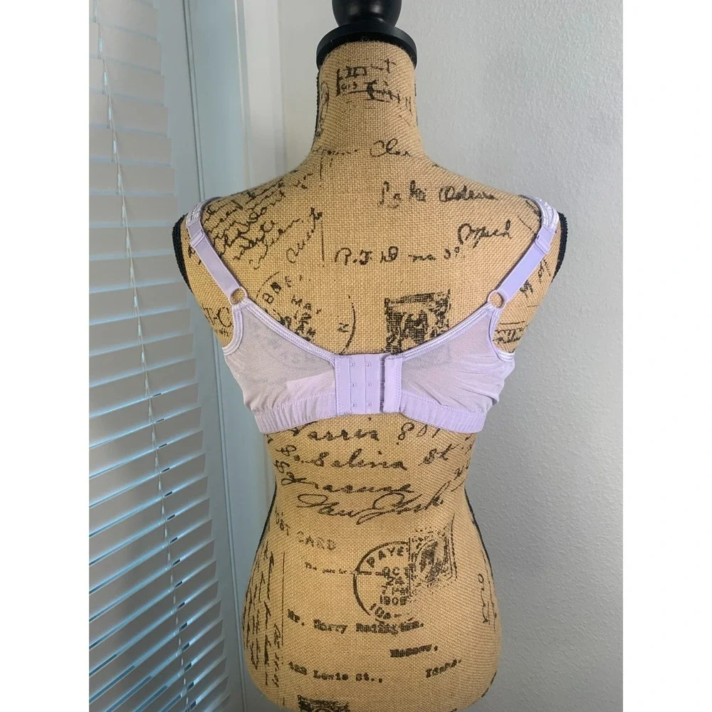 (D-115) Breezies Lace Bra 38DD Purple Front Closure Wireless Comfort QVC New